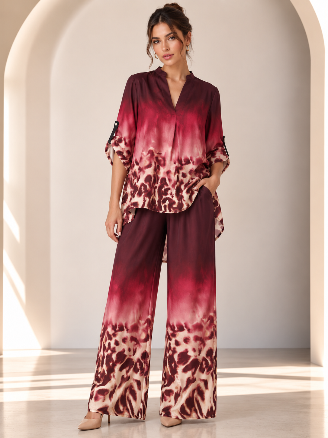 Marcelline Ombre Animal Print Set