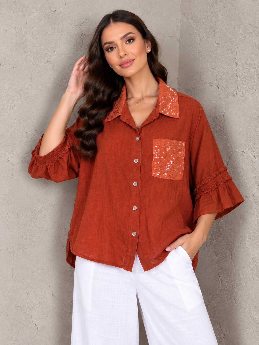 Siena Sequin Italian Linen Shirt