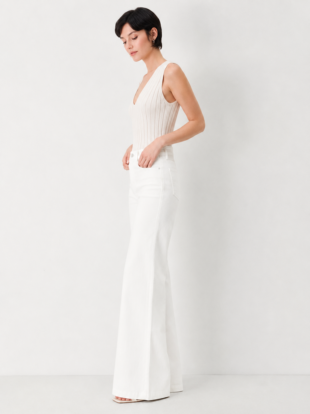 Nayla Wide Leg Flare White Bottoms