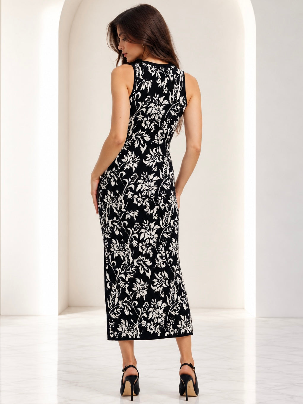 Isabella Floral Knit Midi Dress