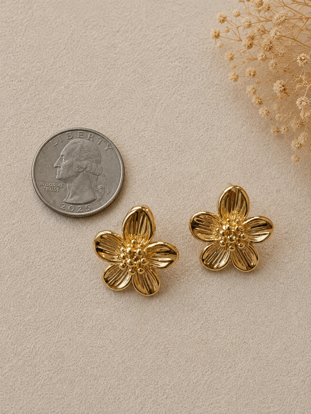 Golden Petite Garden Flower Earrings