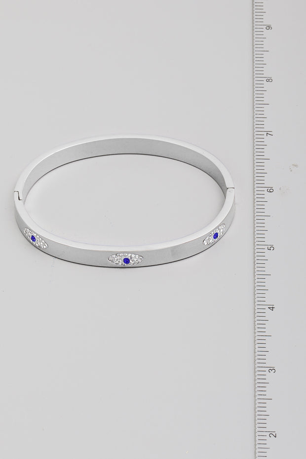 Silver Pave Evil Eye Bangle Bracelet