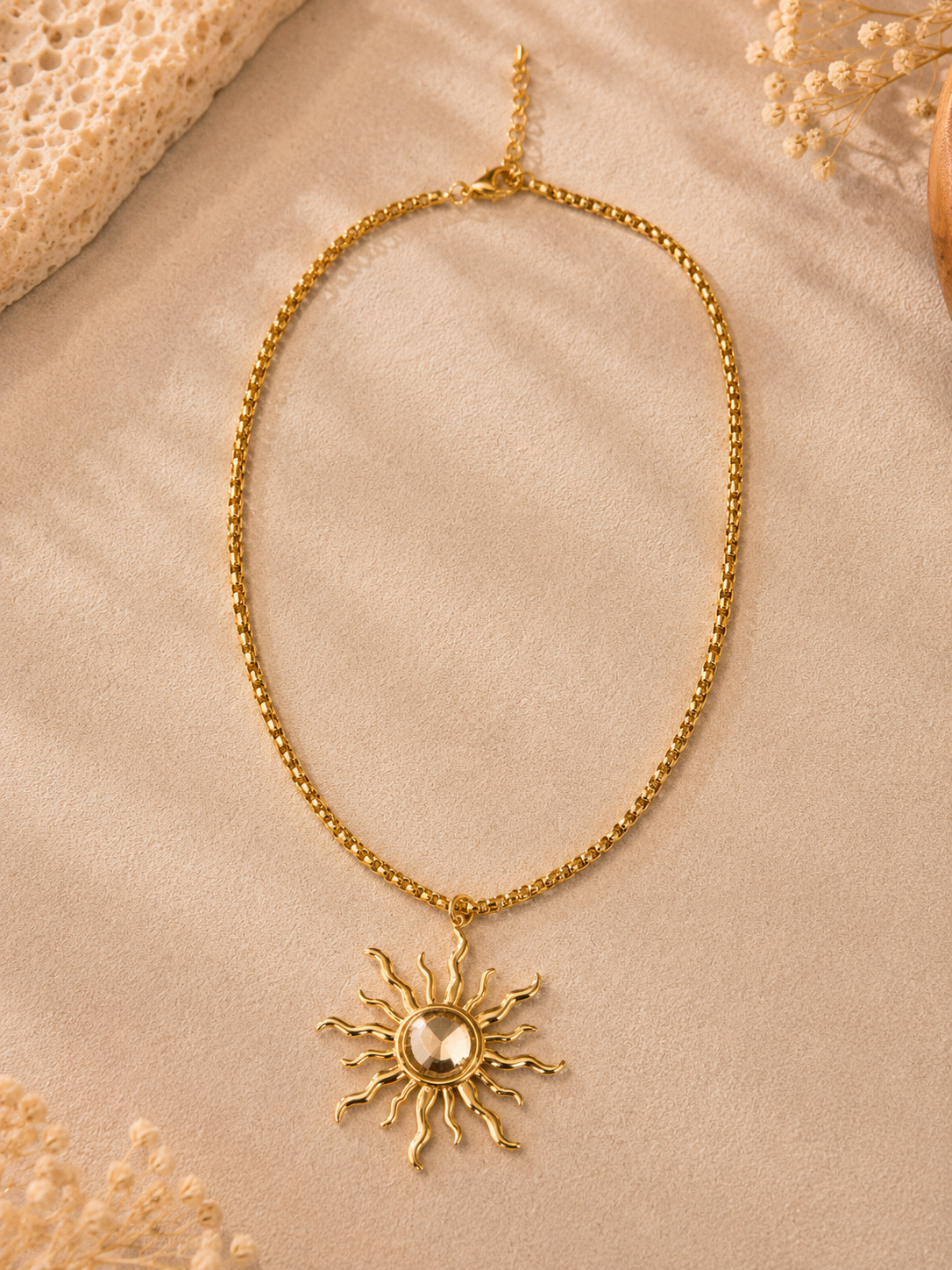 Golden Sun Pendant Necklace