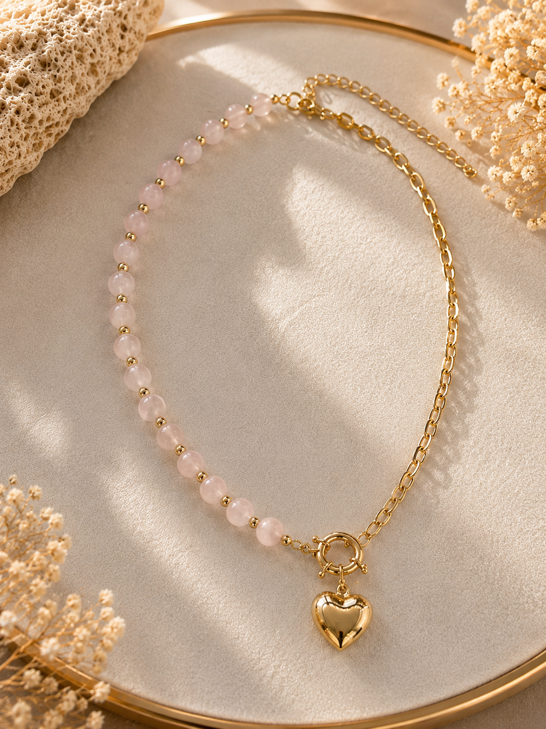 Rose Quartz Heart Necklace