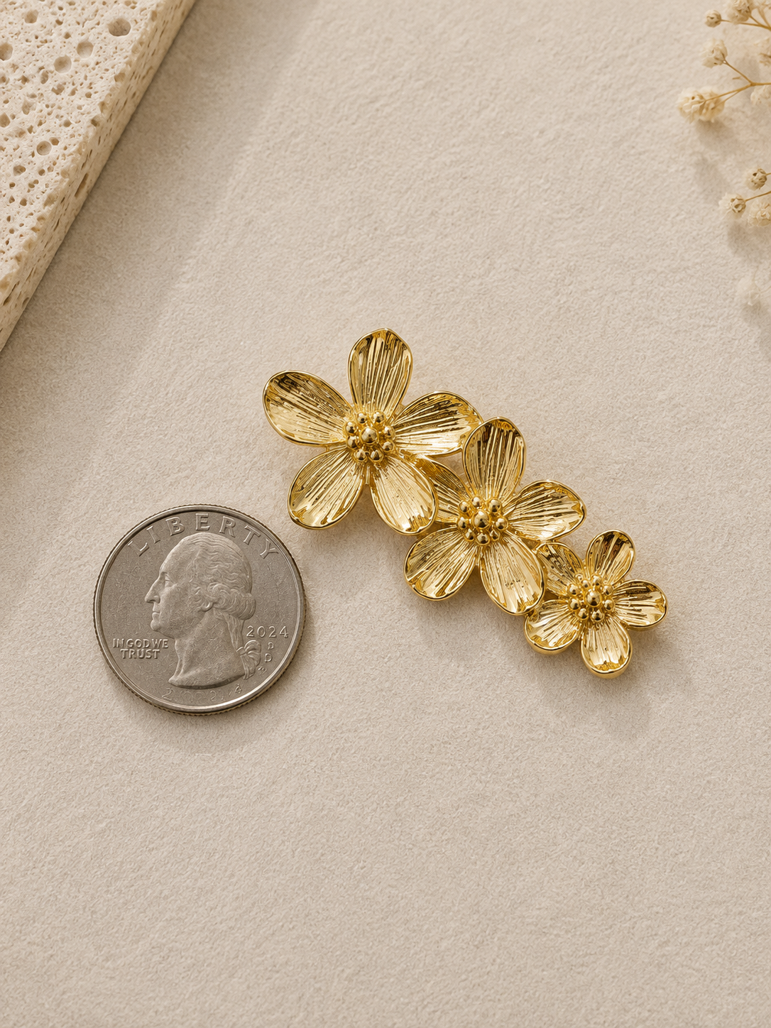 Golden Cascading Garden Flower Earrings