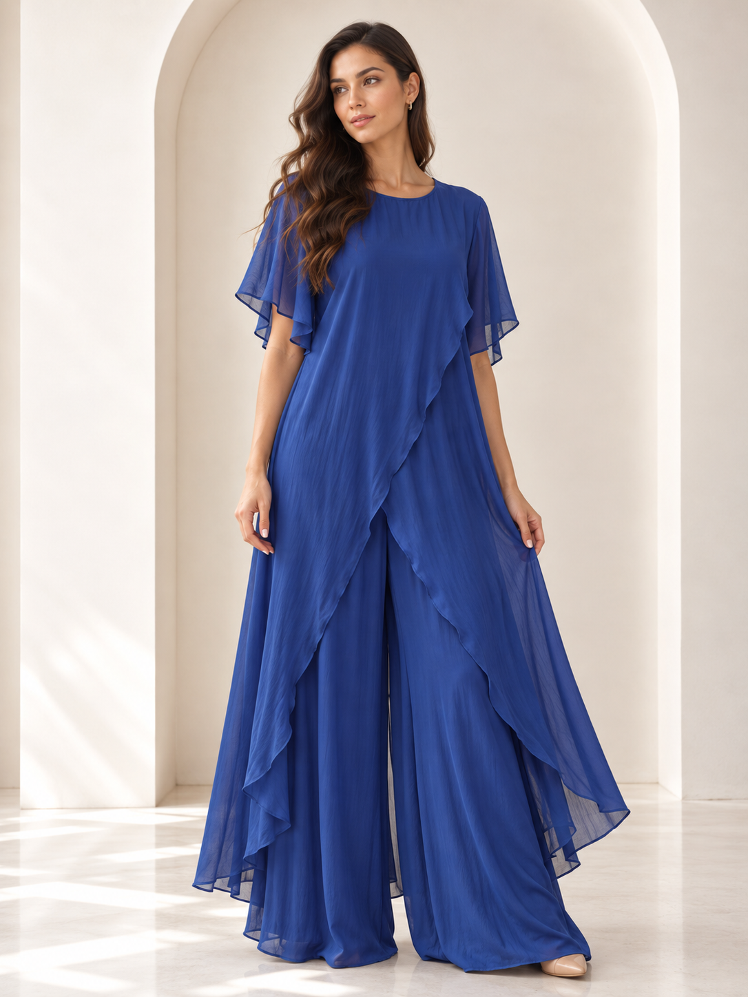 Sabina 2 Piece Silk Blue Set