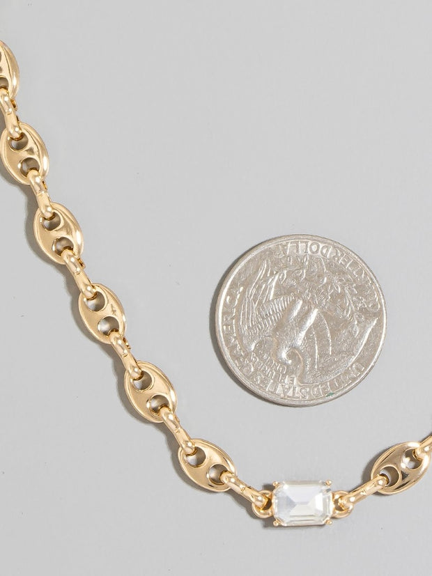 Glass Charm Anchor Chain Necklace
