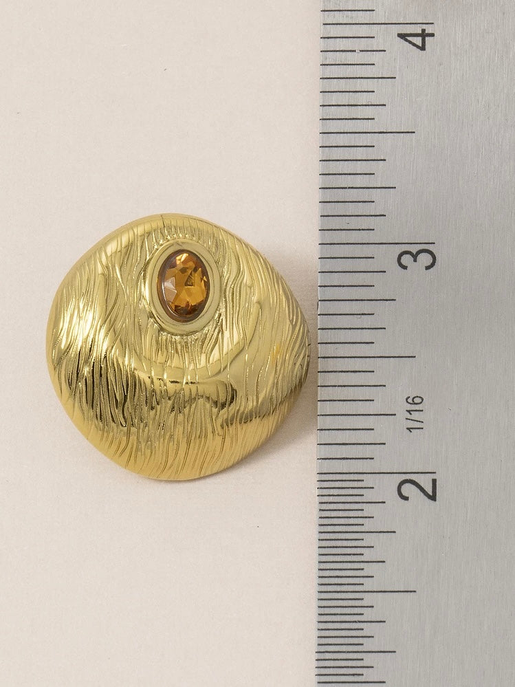 Golden Amber Medallion Statement Earrings
