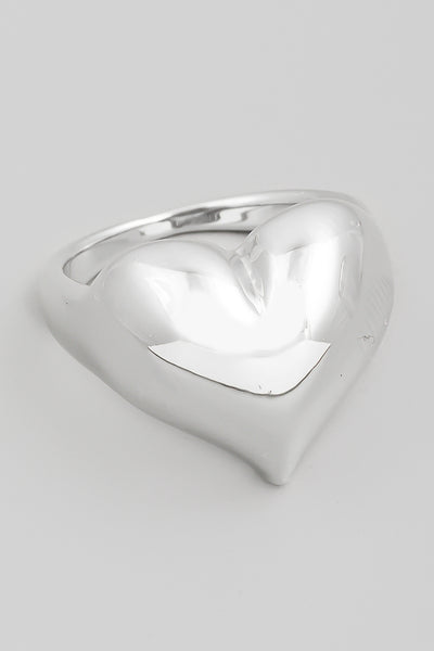 Silver Metallic Heart Ring