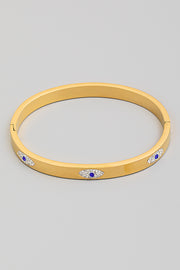 Gold Pave Evil Eye Bangle Bracelet