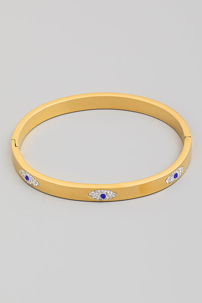 Gold Pave Evil Eye Bangle Bracelet