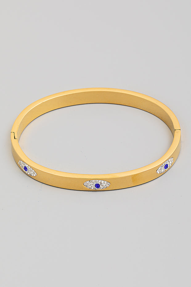 Gold Pave Evil Eye Bangle Bracelet