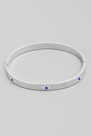 Silver Pave Evil Eye Bangle Bracelet