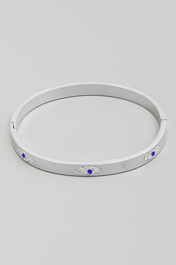 Silver Pave Evil Eye Bangle Bracelet