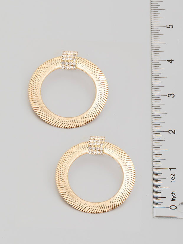 Flat Solid Snake Chain Hoop Drop Earrings