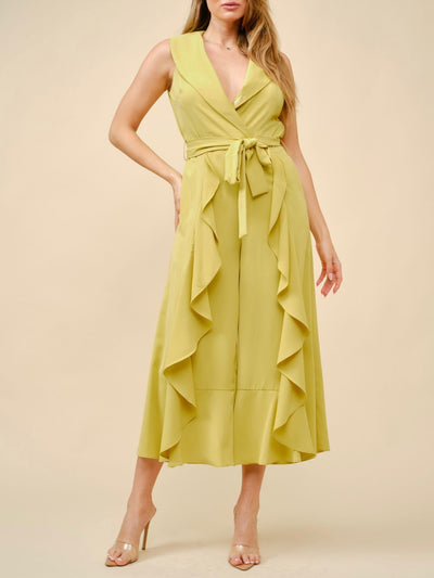 Michelle Ruffled Lime Jumpsuit