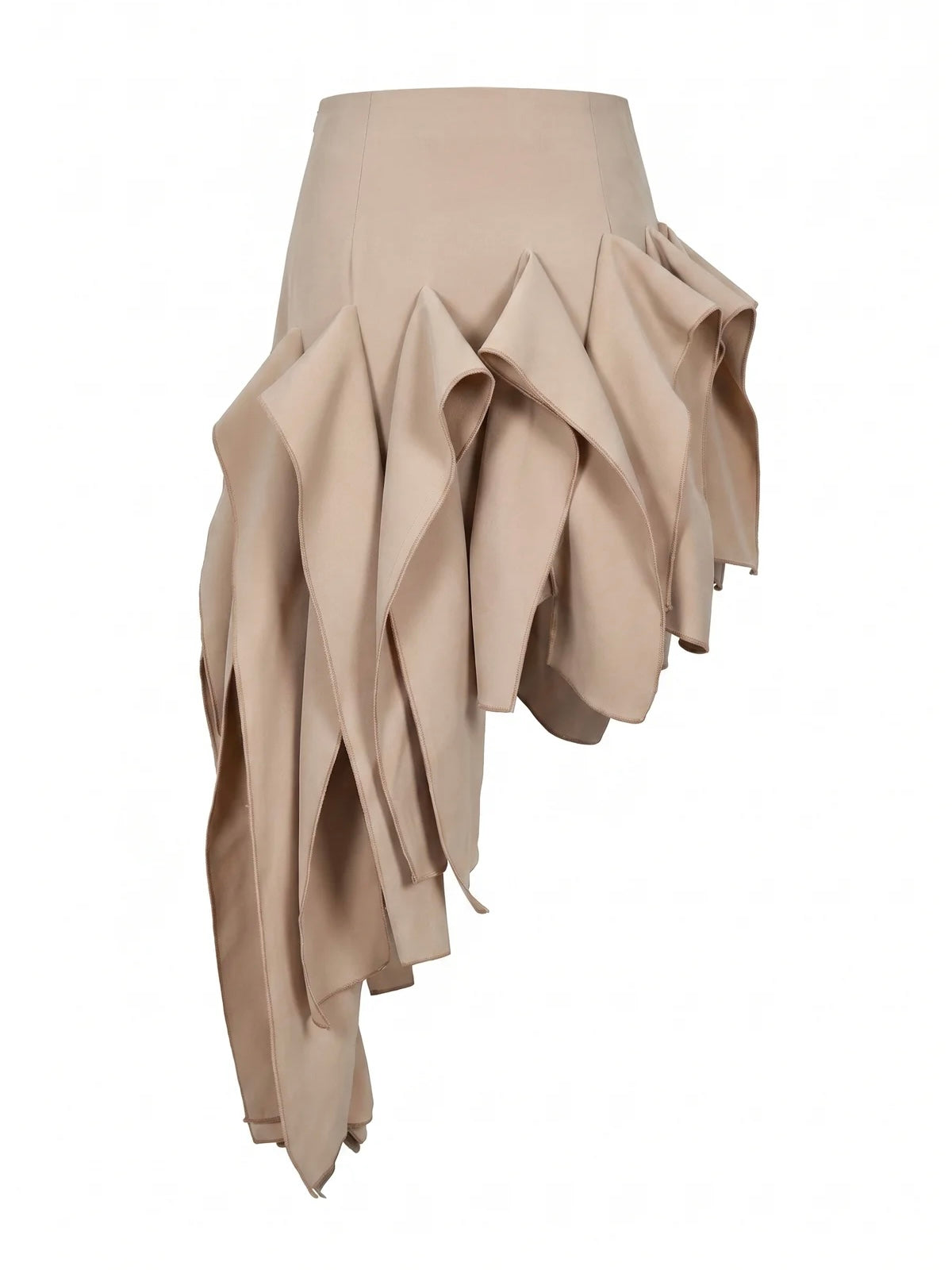 Kiara Asymmetric Twill Beige Skirt