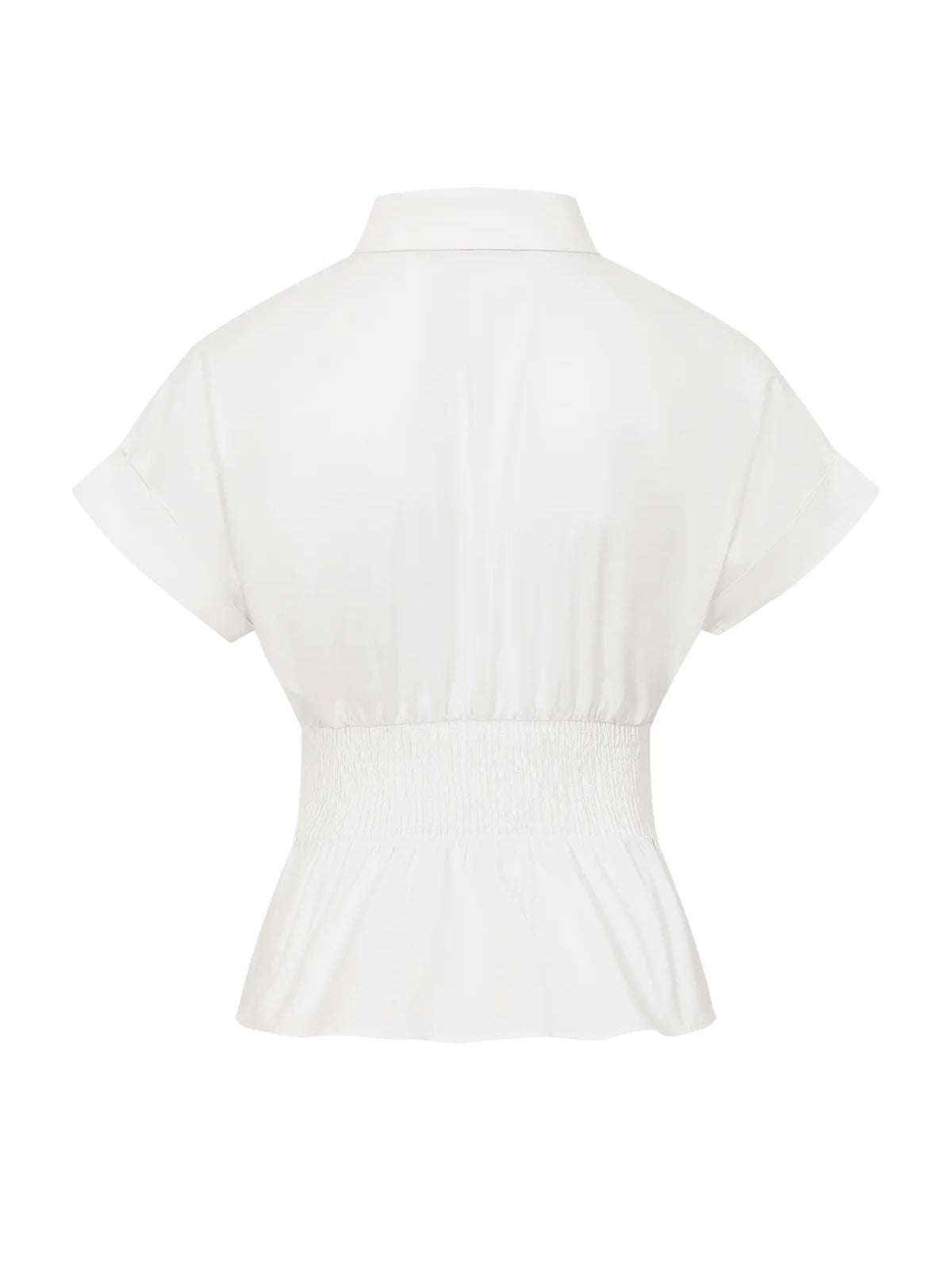 Grace Woven Belted White Top