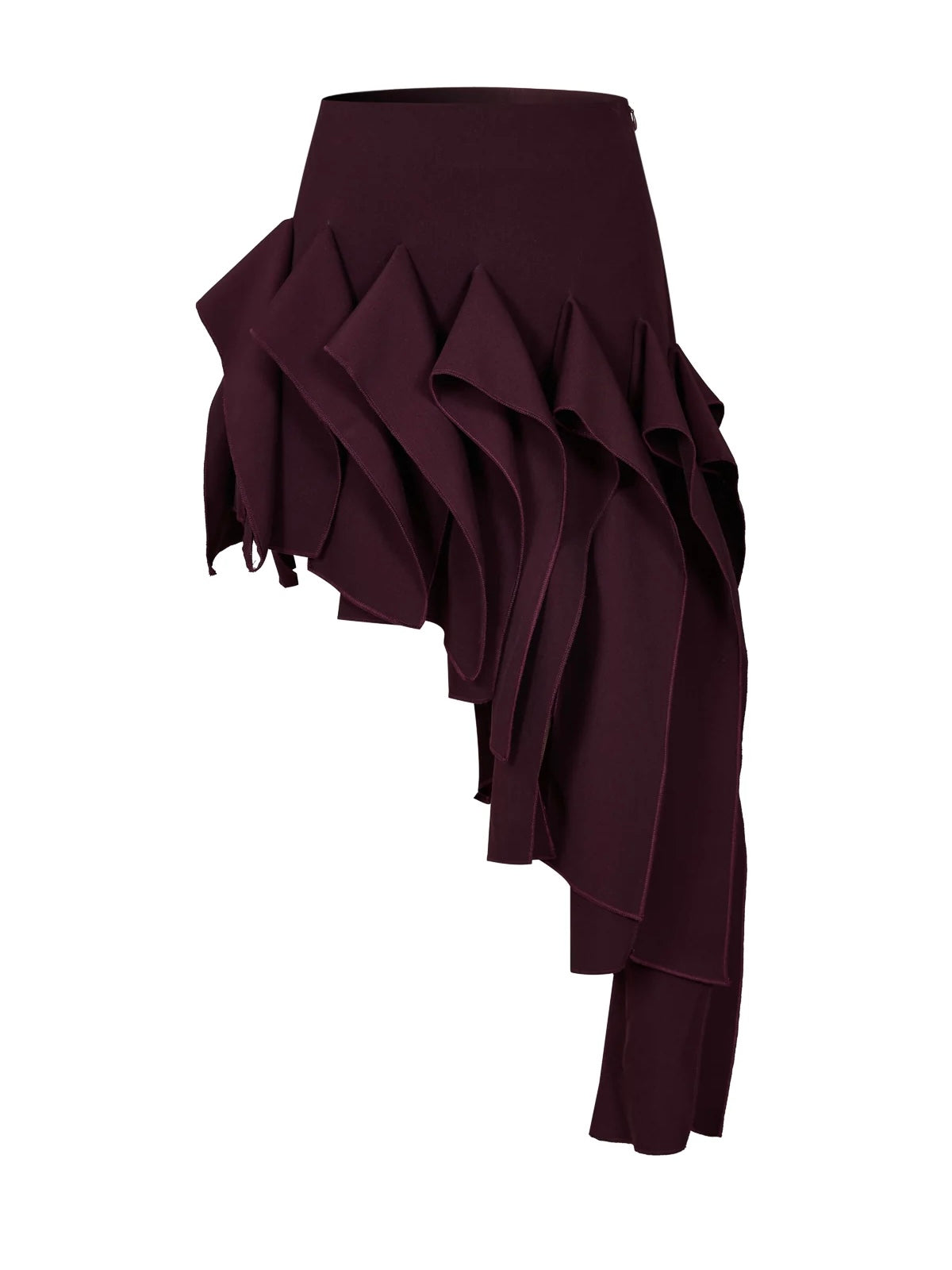 Kiara Asymmetric Twill Burgundy Skirt