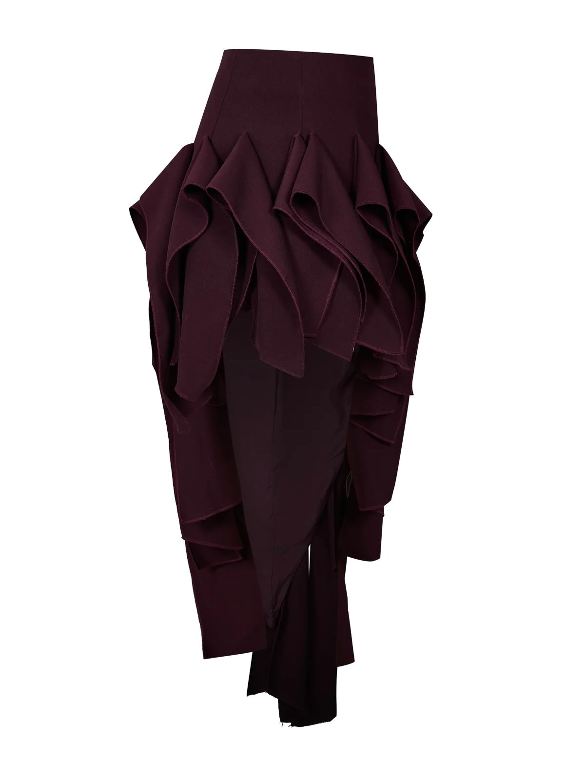 Kiara Asymmetric Twill Burgundy Skirt