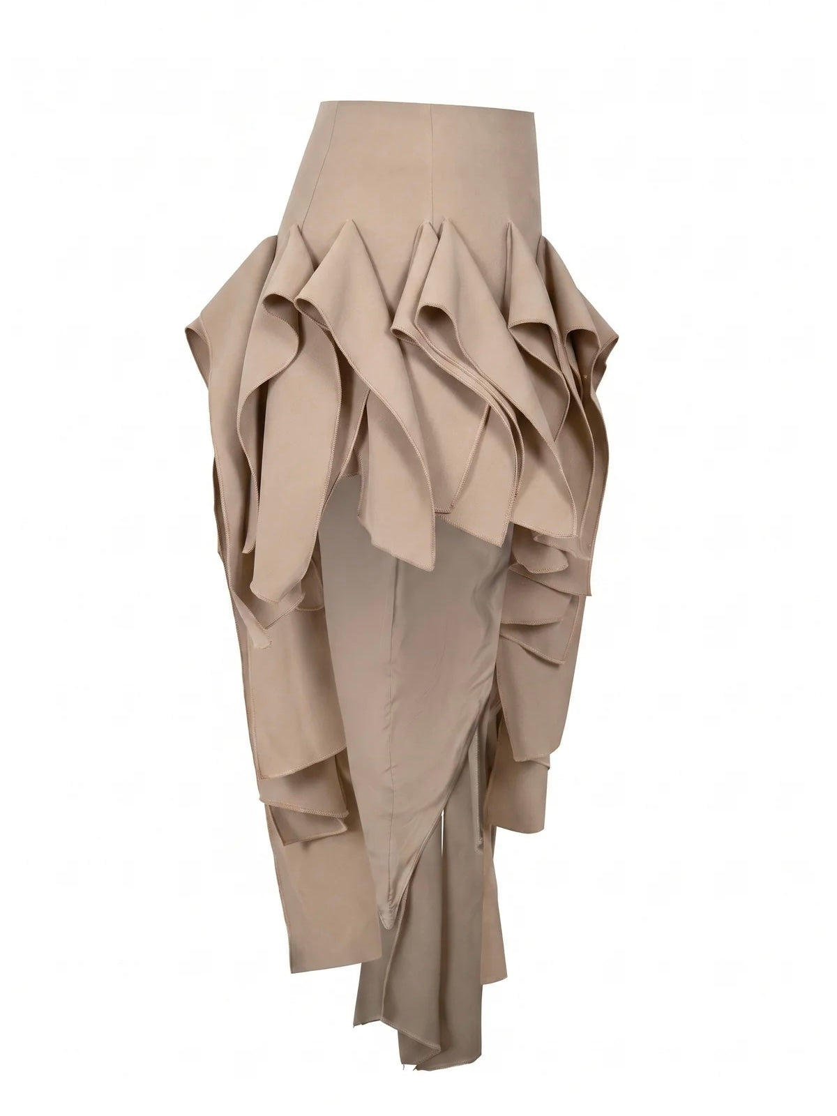 Kiara Asymmetric Twill Beige Skirt