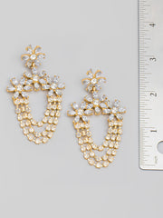 Floral Rhinestone Fringe Earrings