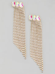 Pave Crystal Rhinestone Fringe Earrings