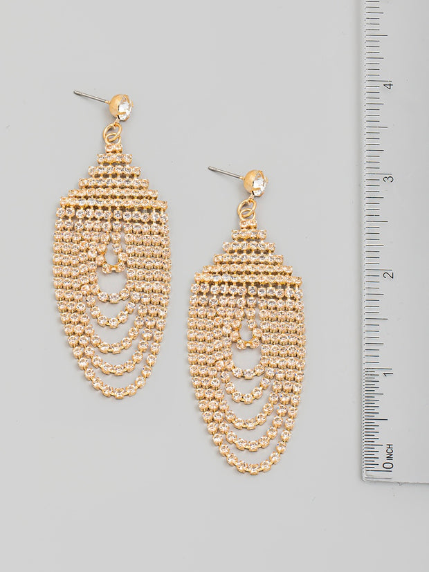 Oval Rhinestone Chain Link Earrings