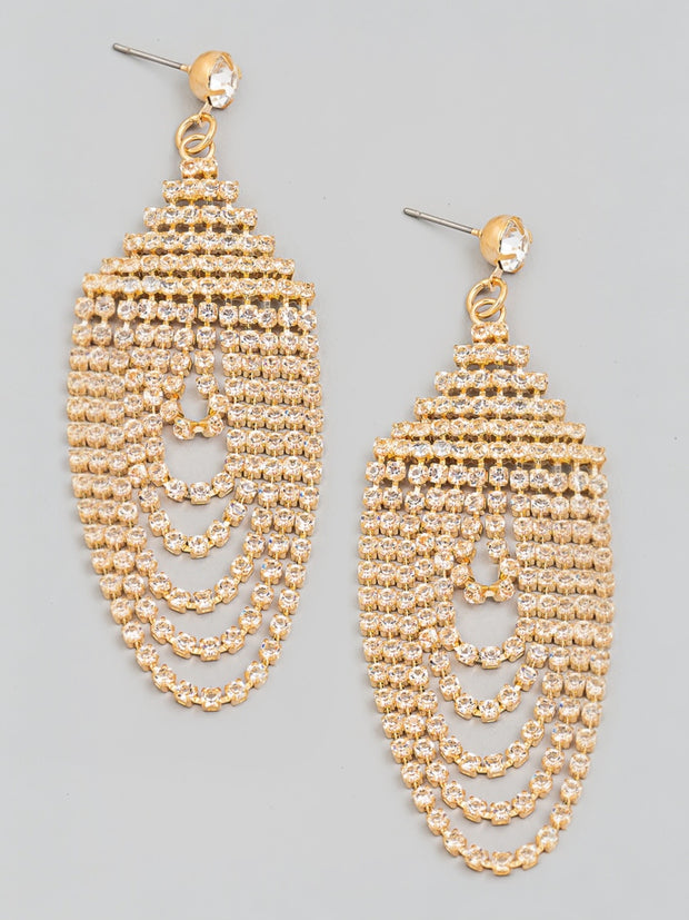 Oval Rhinestone Chain Link Earrings