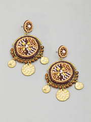 Seed Beaded Boho Circle Statement Earrings