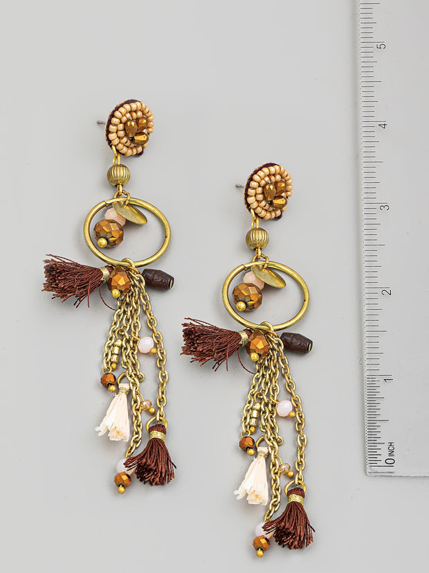 Boho Chain Fringe Tassel Drop Earrings