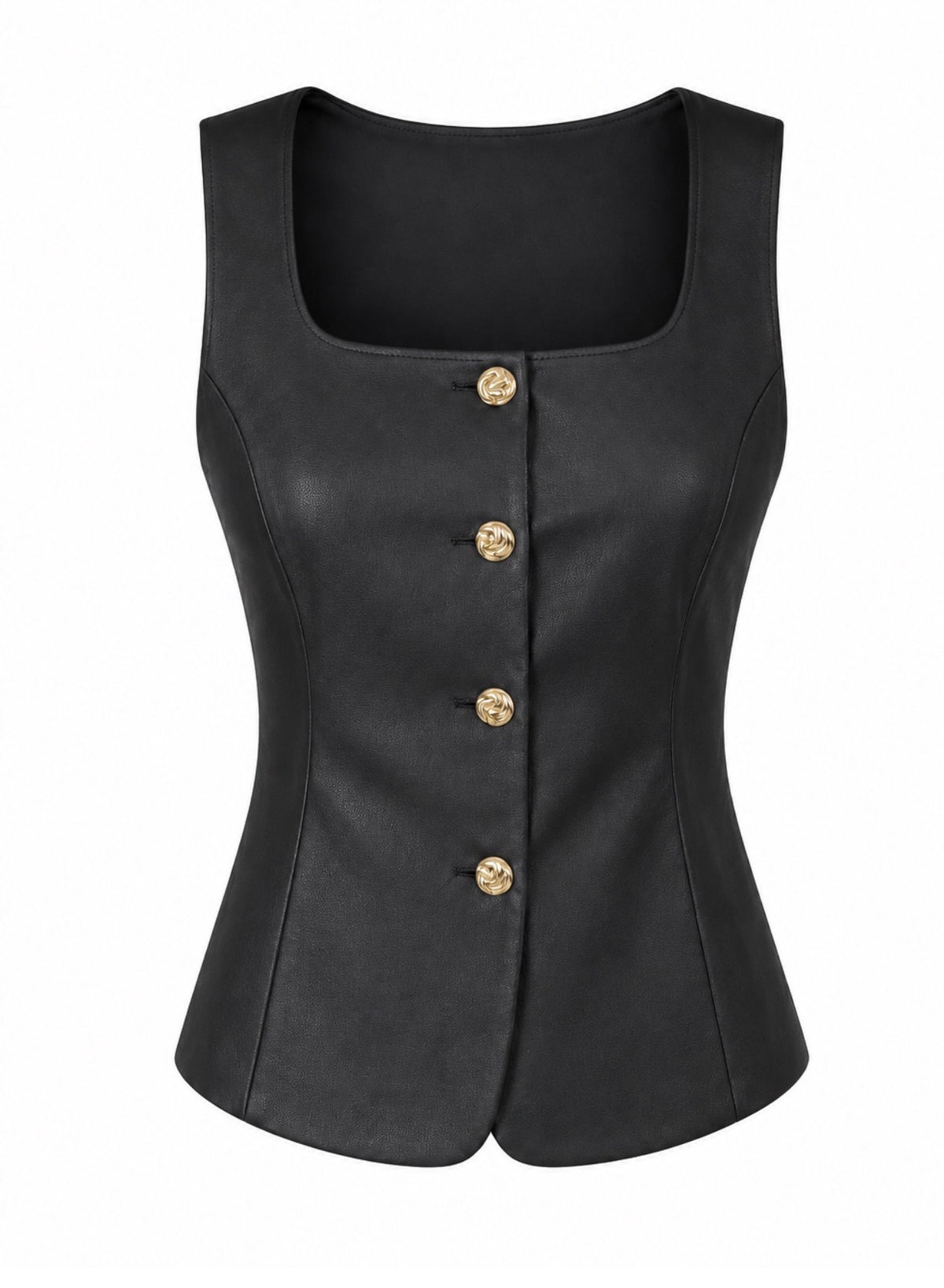 Angie Faux Leather Fitted Vest