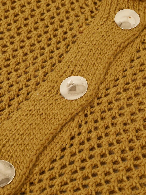 Tina Crochet Knit Golden Cardigan