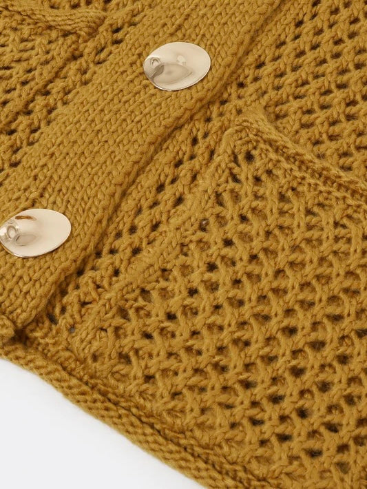 Tina Crochet Knit Golden Cardigan