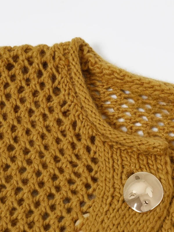 Tina Crochet Knit Golden Cardigan
