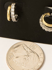 Gold Dipped Cz Pave Layered Hoop Earrings
