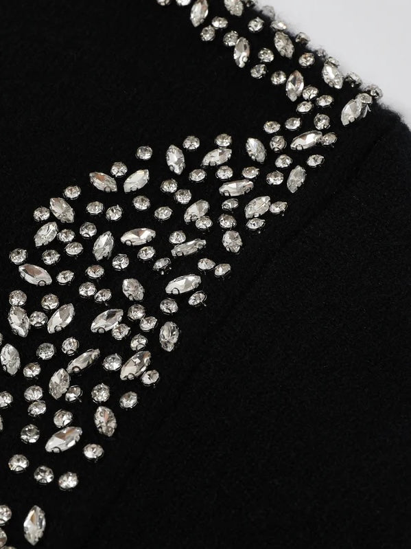 Ally Rhinestone Sweater Black Top
