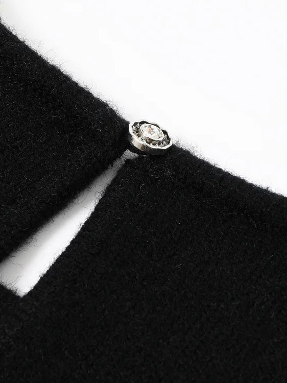 Ally Rhinestone Sweater Black Top