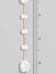 Gold Dipped Pearl Charms Chain Dangle Earrings