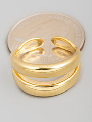 Layered Metallic Strands Open Band Ring