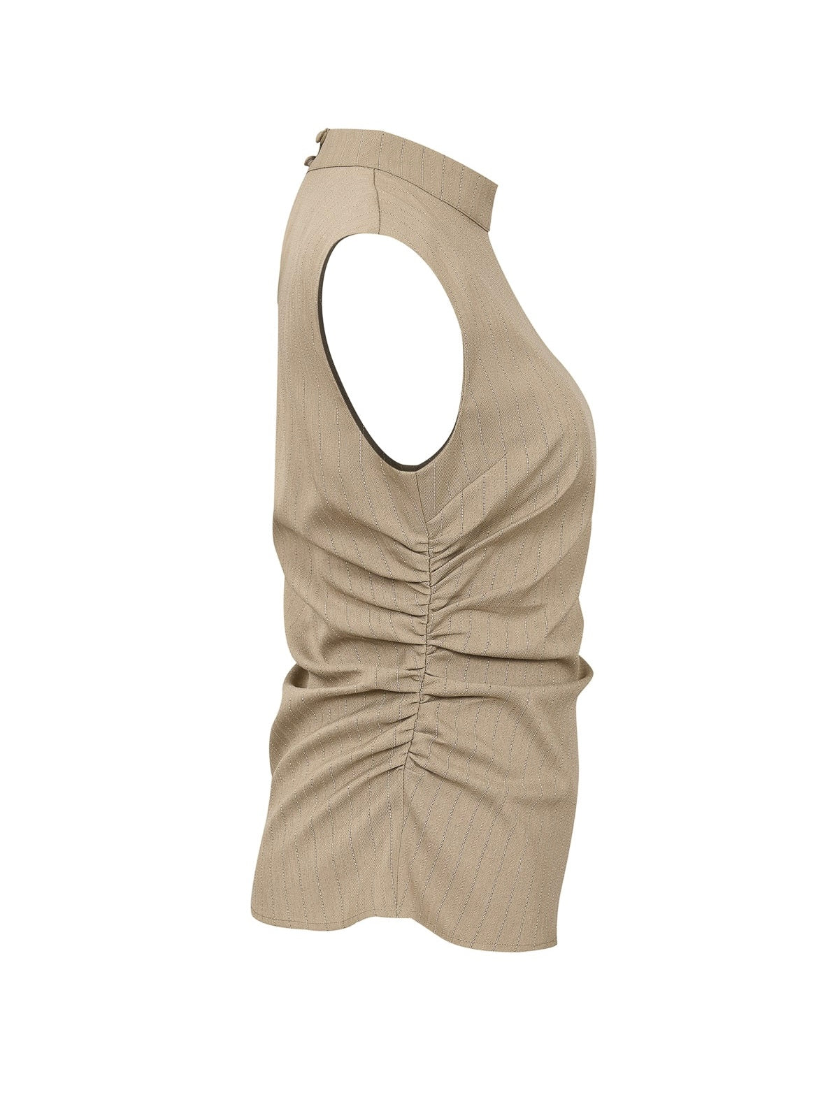 Ivanna Stripe Mock Neck Khaki Top