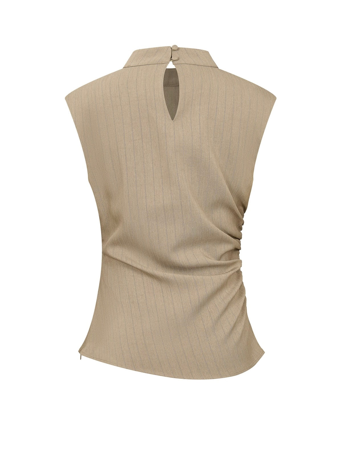 Ivanna Stripe Mock Neck Khaki Top