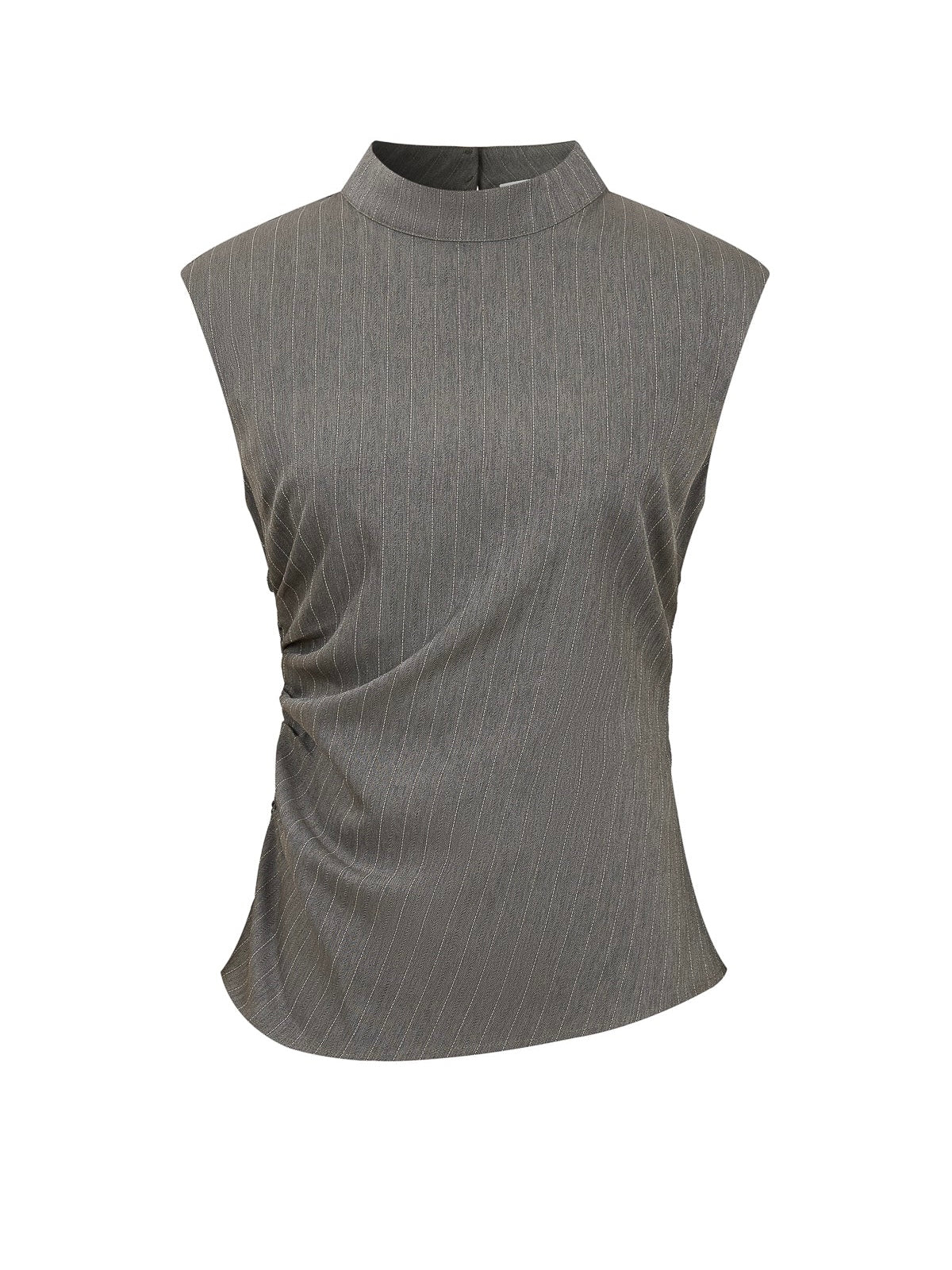Ivanna Stripe Mock Neck Gray Top