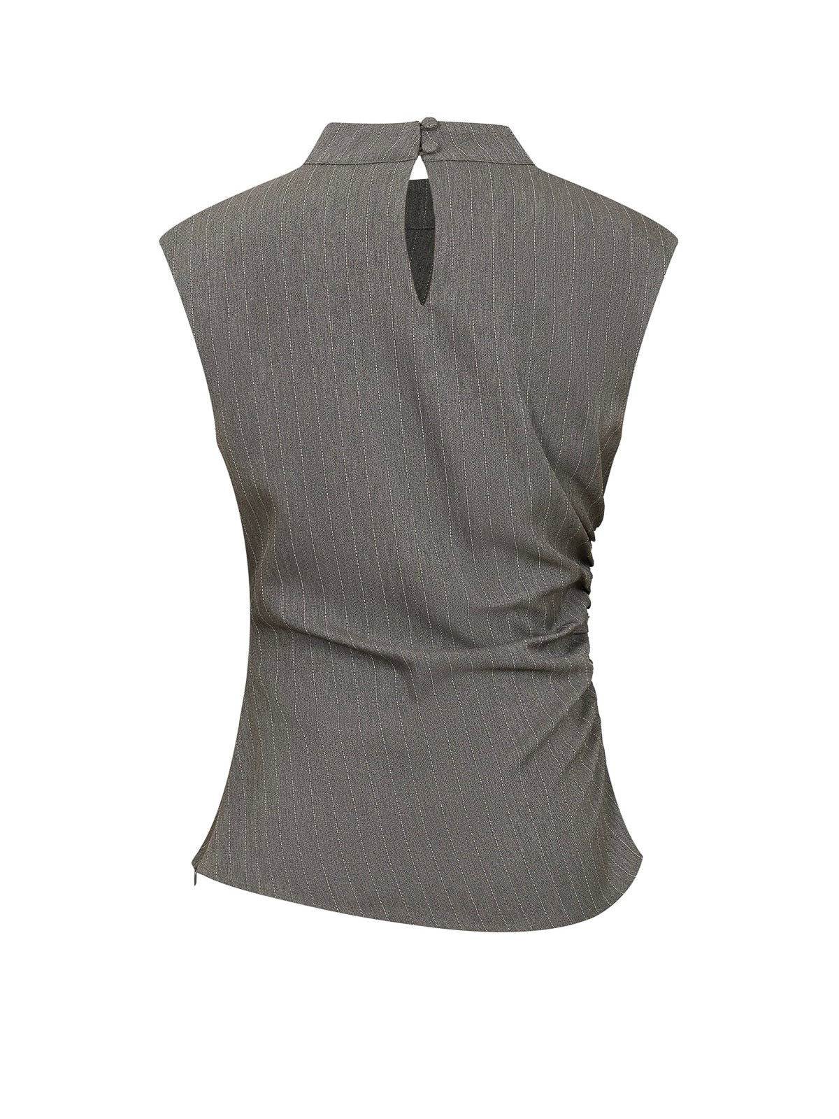Ivanna Stripe Mock Neck Gray Top