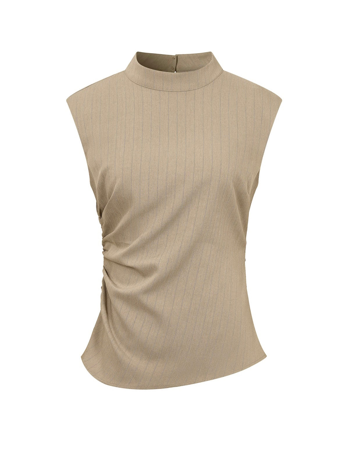 Ivanna Stripe Mock Neck Khaki Top