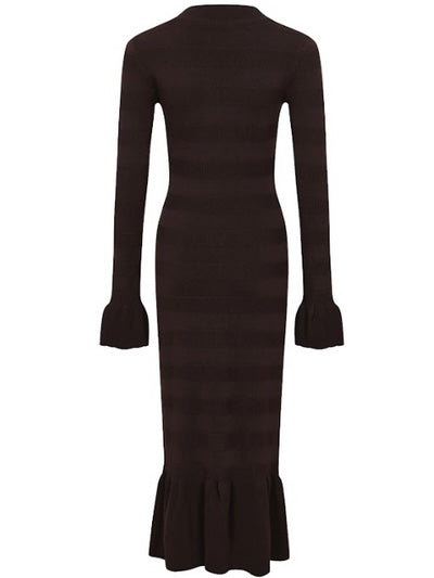 Carlotta Studded Knit Midi Chocolate Dress