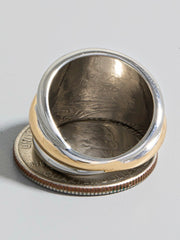 Two Tone Layered Metallic Band Ring