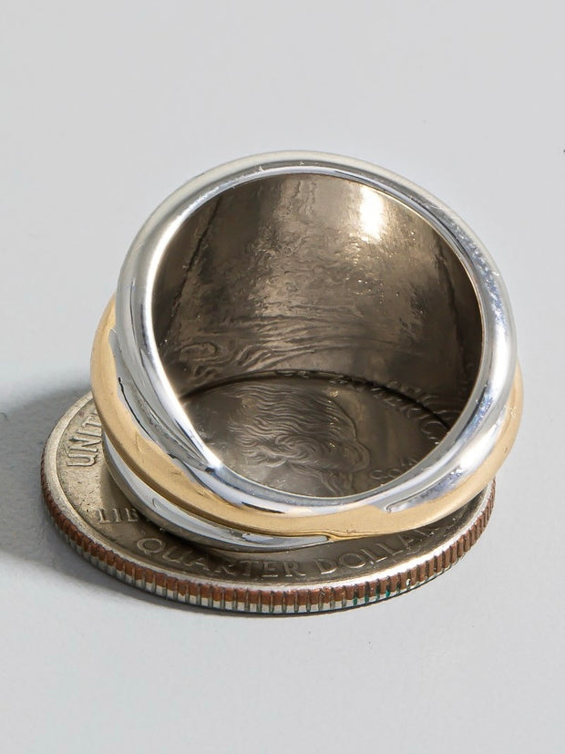 Two Tone Layered Metallic Band Ring