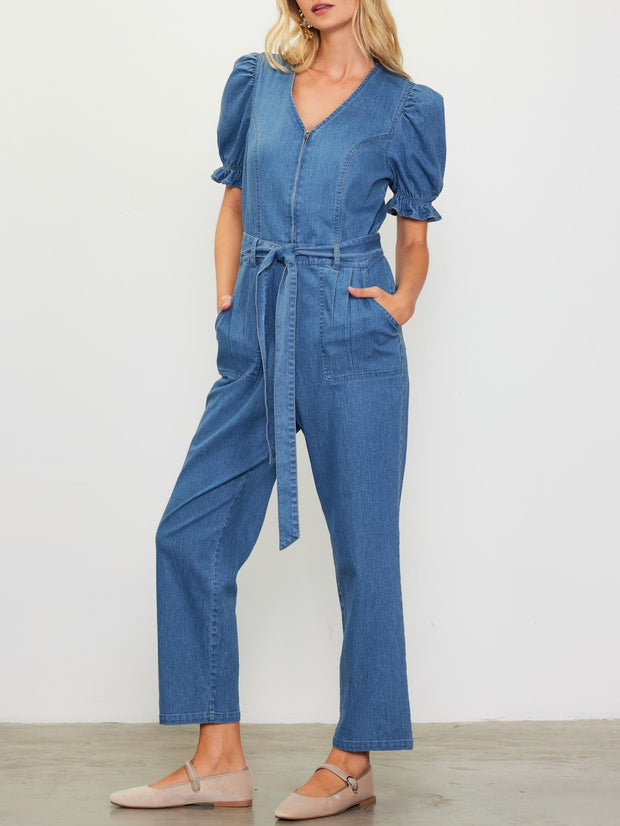 Fernanda Washed Denim Jumpsuit FS