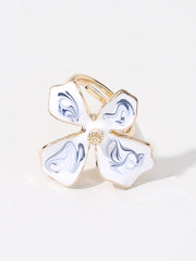 Gold Dipped Blue Ceramic Flower Band Ring